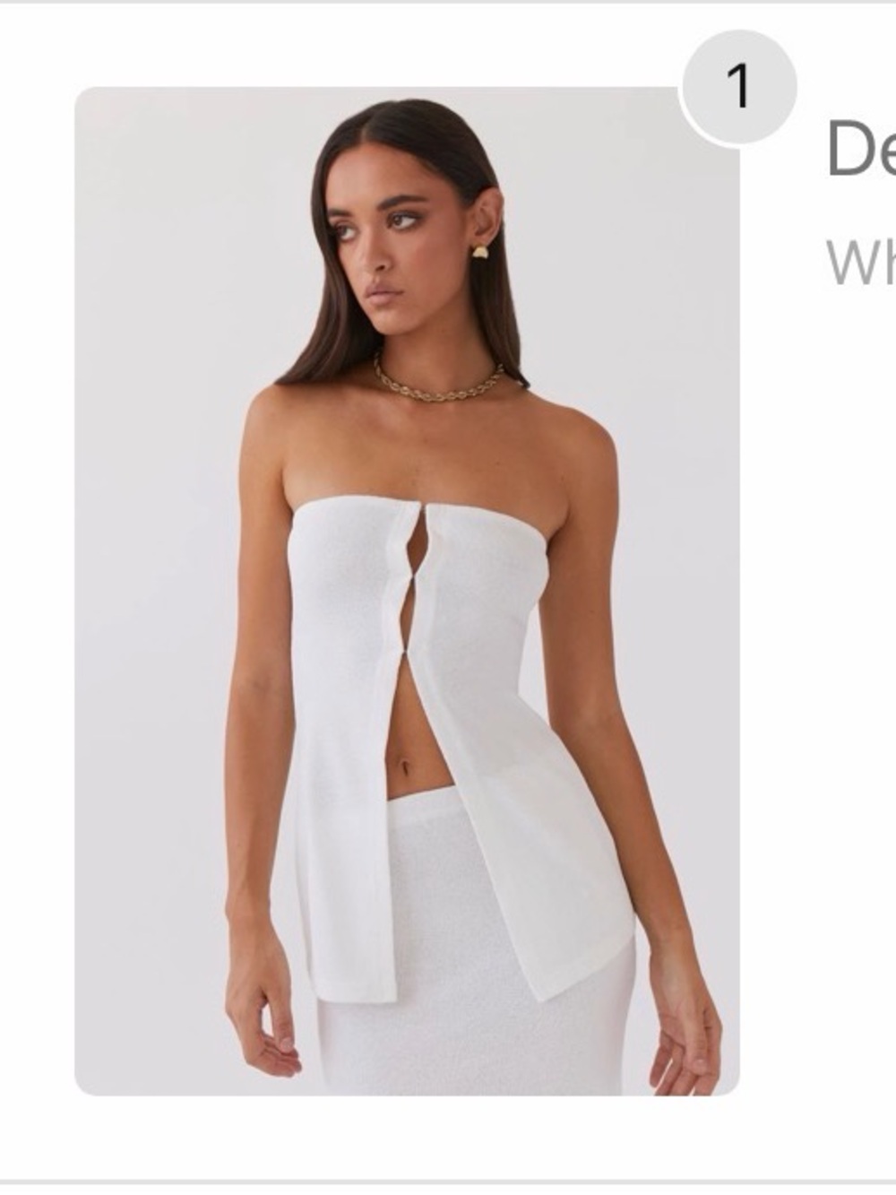 PeppermayoWhite High-Waist Split-Front Knit Skirt